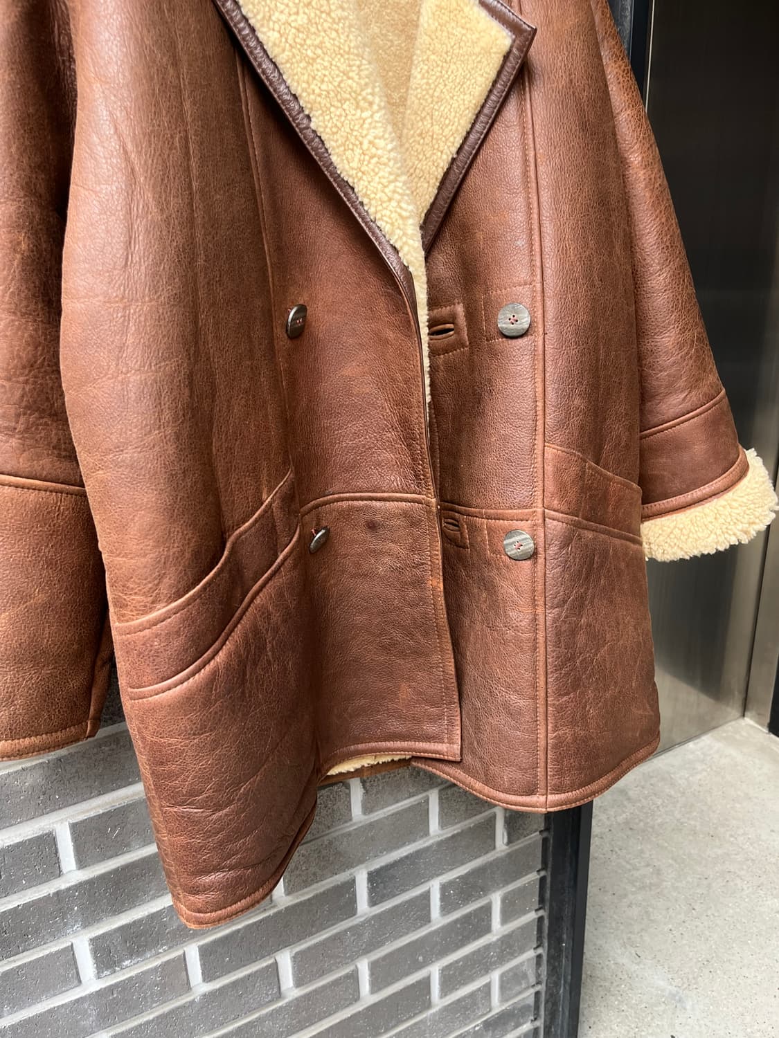 90s cowskin 소가죽 시어링자켓 상품이미지4