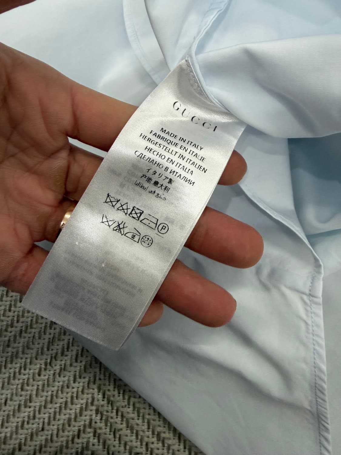 정품) 구찌 타이거 자수 라이트블루 셔츠 39(M) 상품이미지7