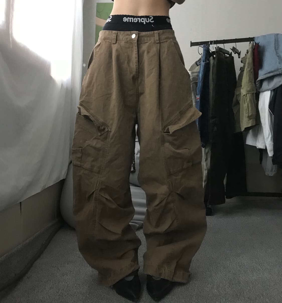 베이지브라운 와이드핏 카고팬츠 상품이미지5