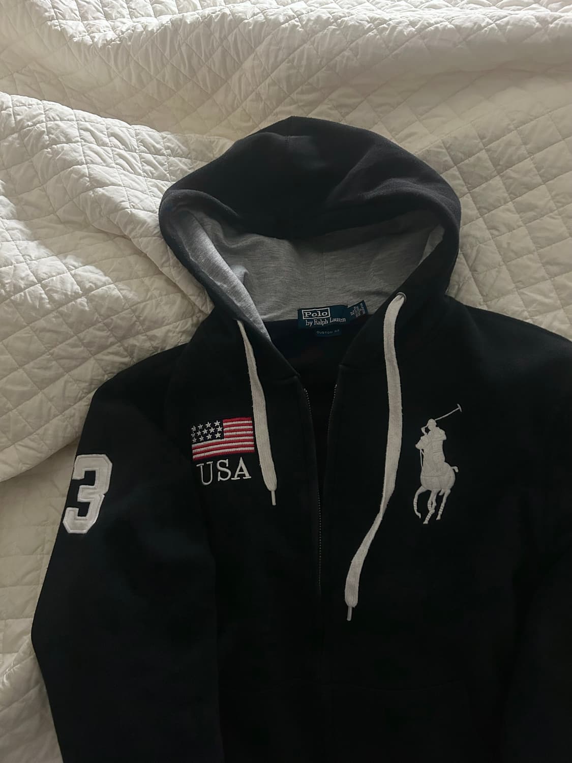 폴로 랄프로렌 빅포니 성조기 블랙 후드집업 남녀공용 L 상품이미지1