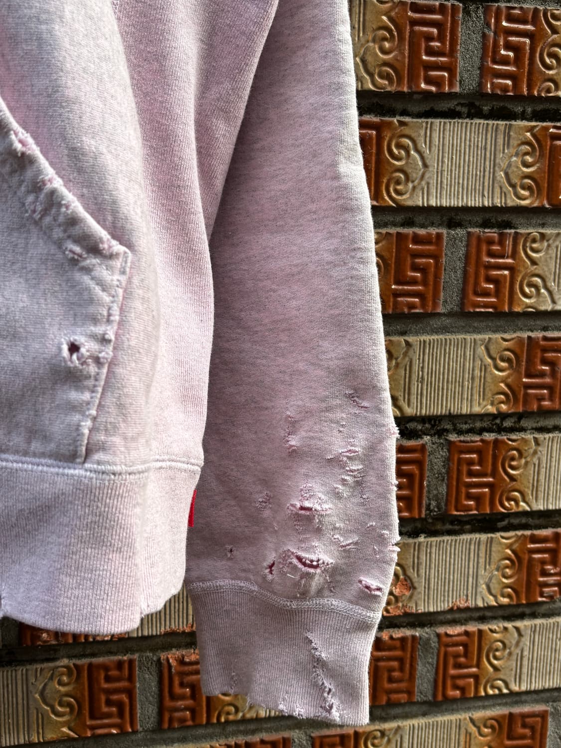 18ss 슈프림 핑크다잉 디스트레스드 gonz 후드 상품이미지6