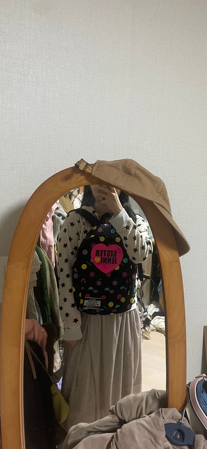 모리걸 빈티지 y2k 갸루 하트 도트 백팩 🖤💗💛🩵💜 상품이미지5