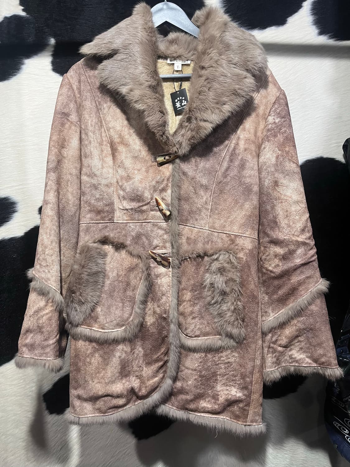 빈티지 상아 포인트 퍼 카라 무스탕 상품이미지3