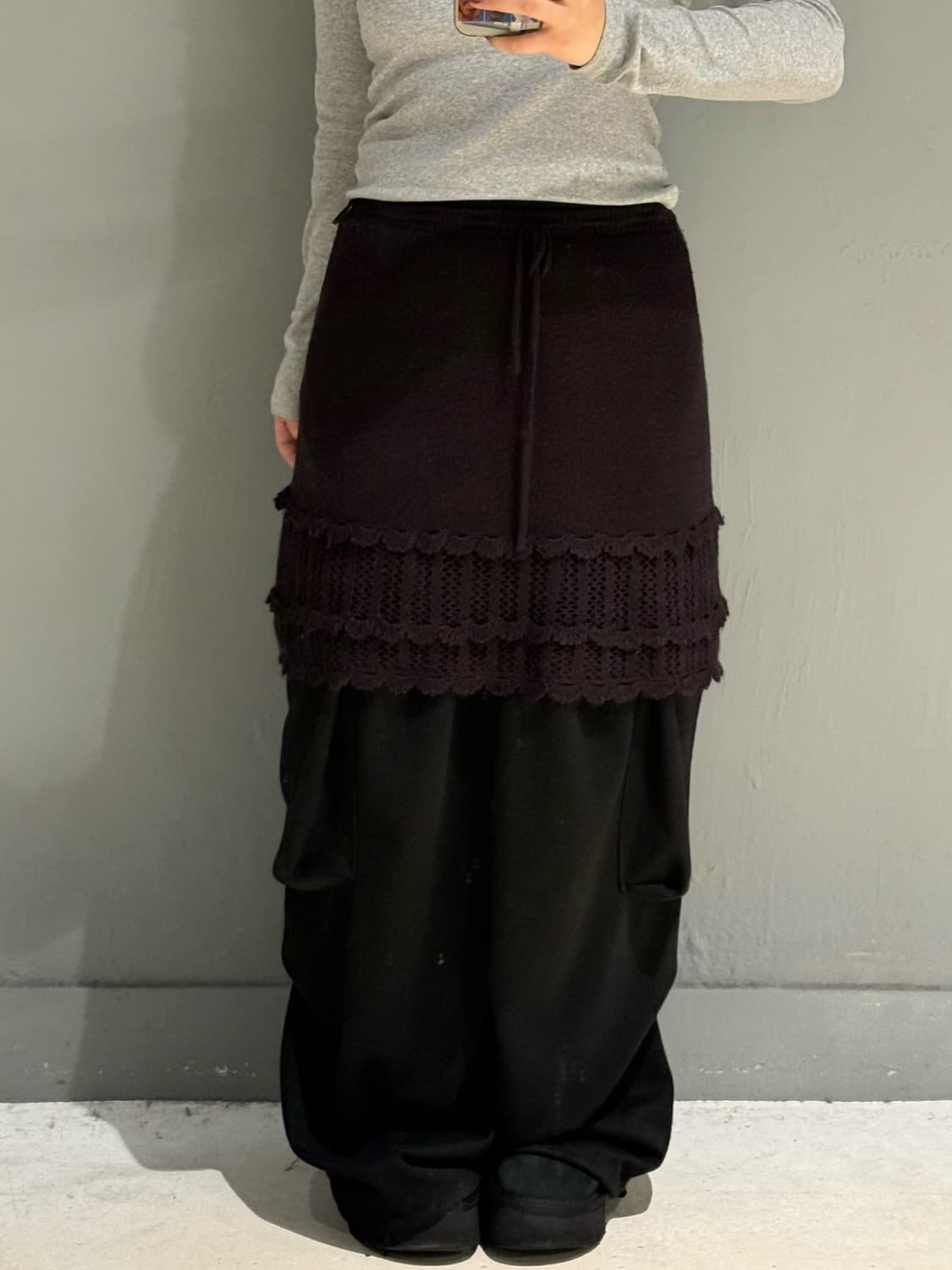 purple🍇 crochet line detail knit skirt 상품이미지1