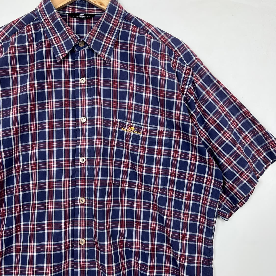 1990s Balenciaga 발렌시아가 체크 반팔 셔츠 상품이미지2
