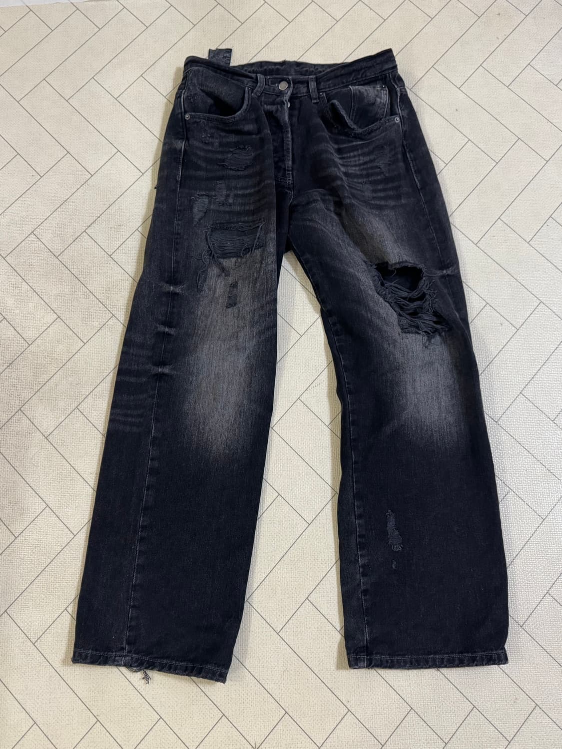 자라 zara 와이드 흑청 데님 배기진 상품이미지1