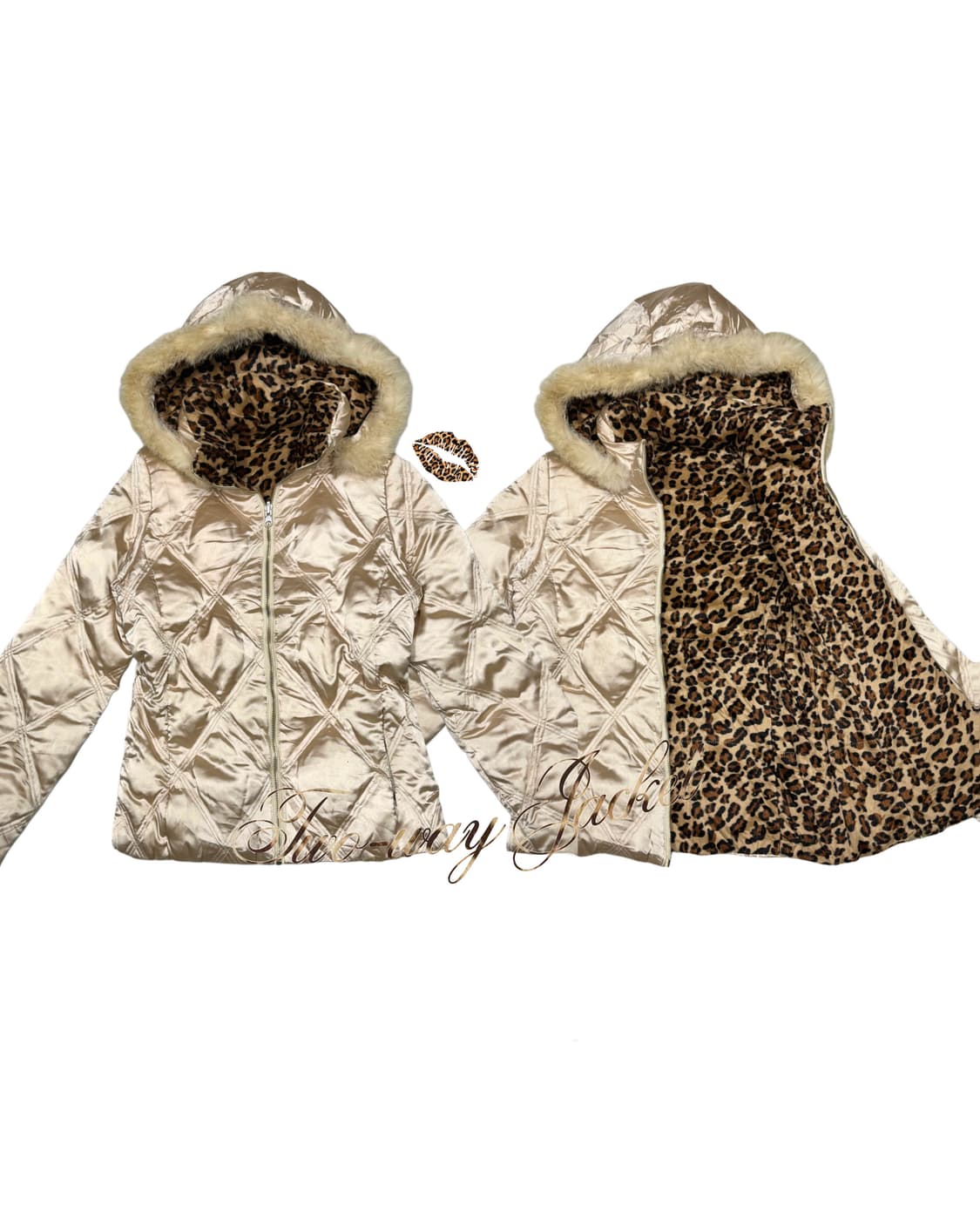 갸루 울프죠 레오파드 리버시블 패딩 상품이미지1