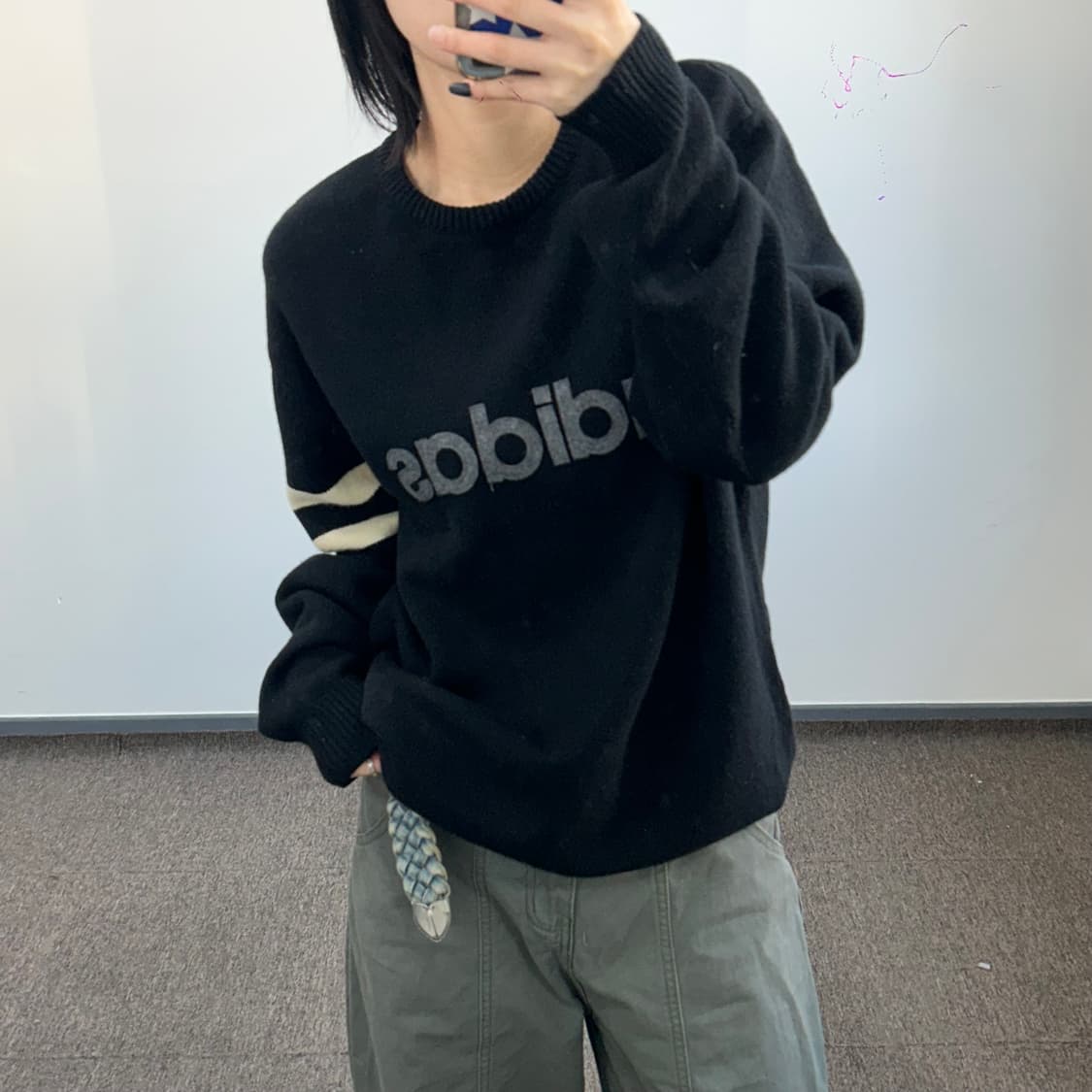 Adidas 아디다스 스펠아웃 로고 블랙 니트 상품이미지2