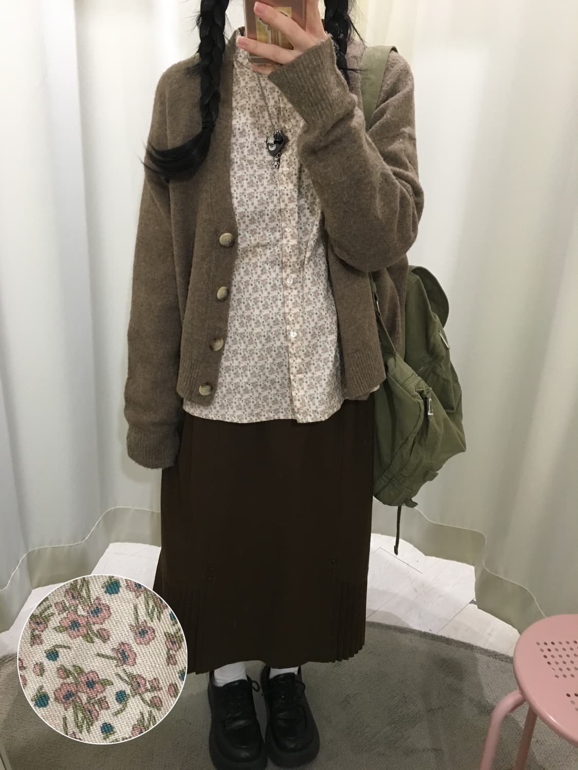 잔꽃 둥카라 셔츠 블라우스 상품이미지1