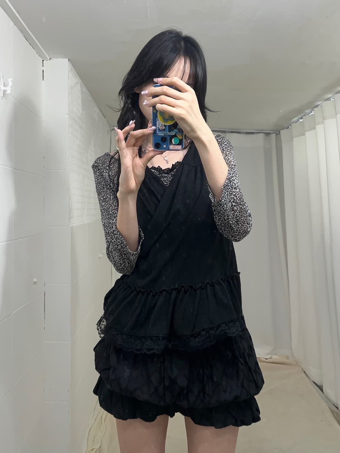 블랙 레오파드 데일리 캐주얼 갸루 코디세트 상품이미지3