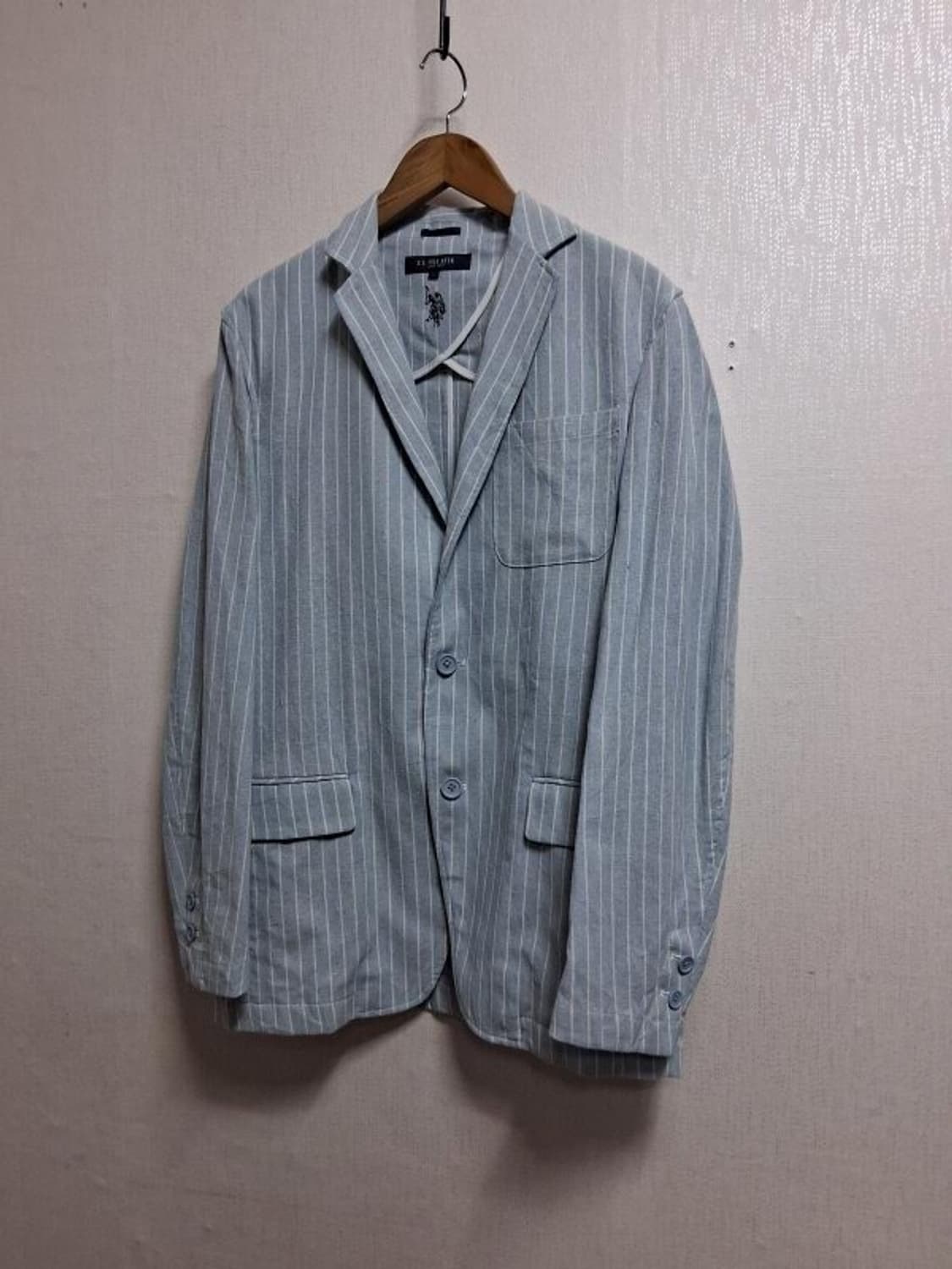 US POLO ASSN  라이트블루 린넨혼방 내츄럴면쟈켓 남성 슬림100 상품이미지1