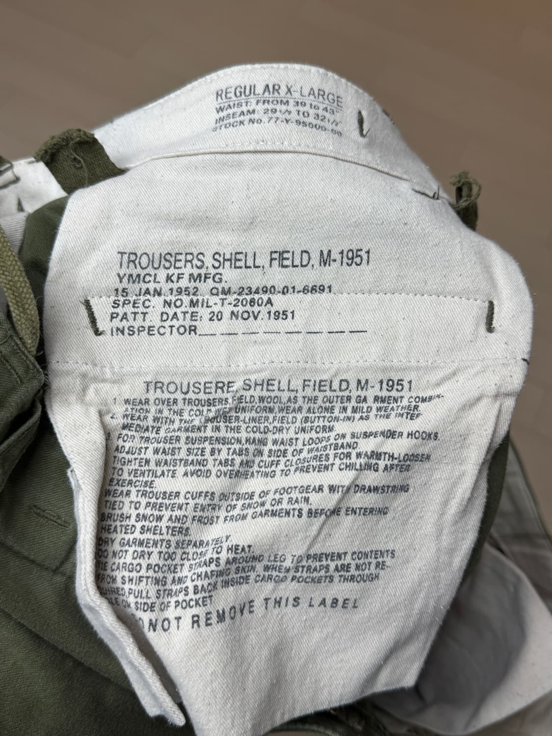 미군 바지 MFG M-1951 TROUSERS SHELL 42사이즈 상품이미지3