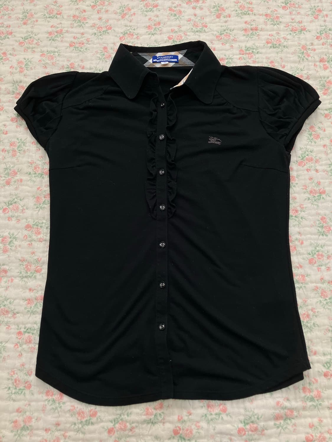 버버리 레이스 셔링 블랙 반팔 1075 모리걸 y2k 스트릿 갸루 펑키 상품이미지6