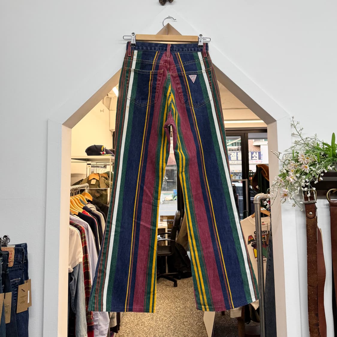 80s 게스 골저스 스트라이프 부츠컷 데님 made in USA (24) 상품이미지3