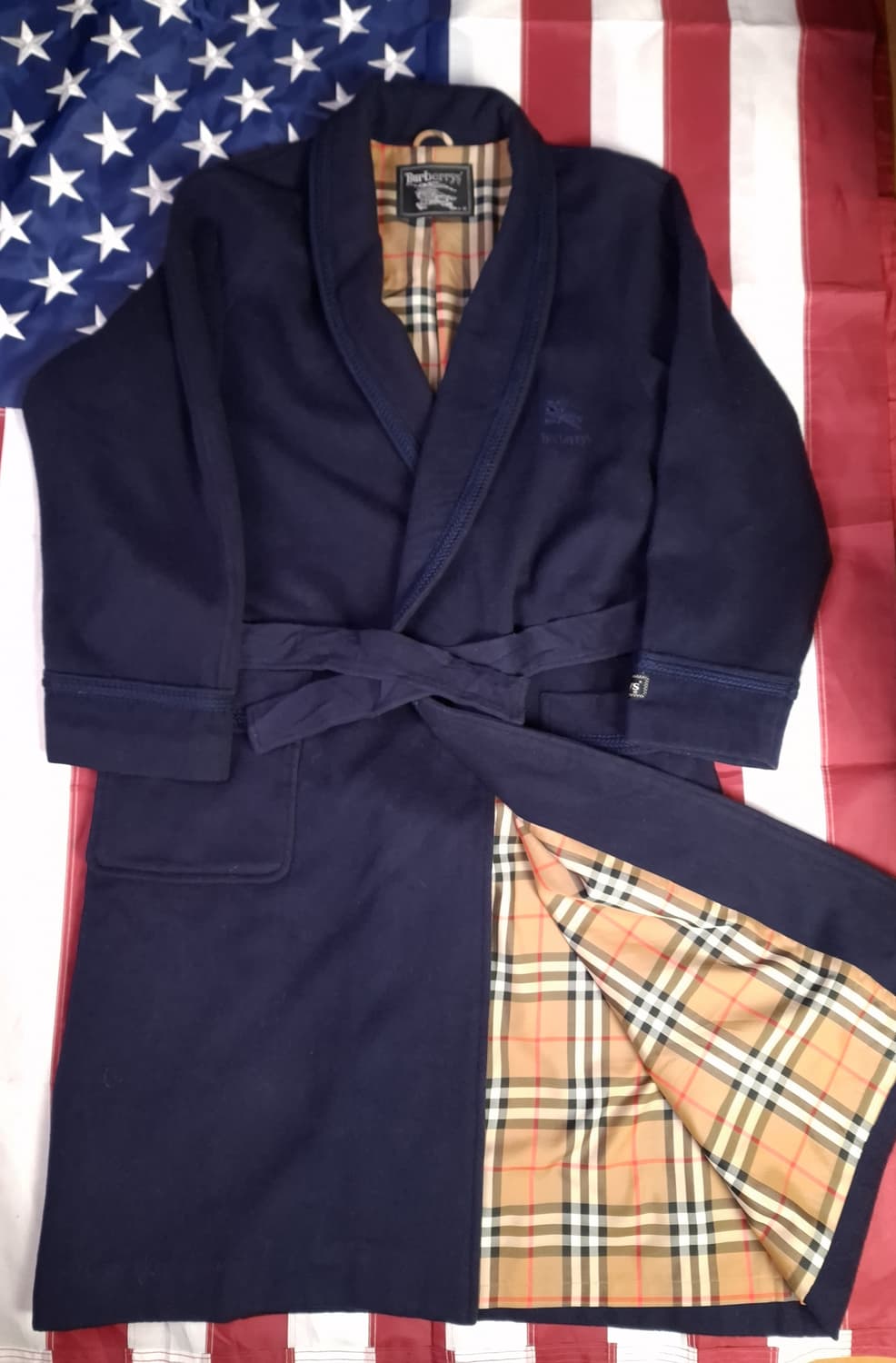 새제품급 오리지날 일본판 버버리 울,캐시미어 혼방 로브 코트 상품이미지1