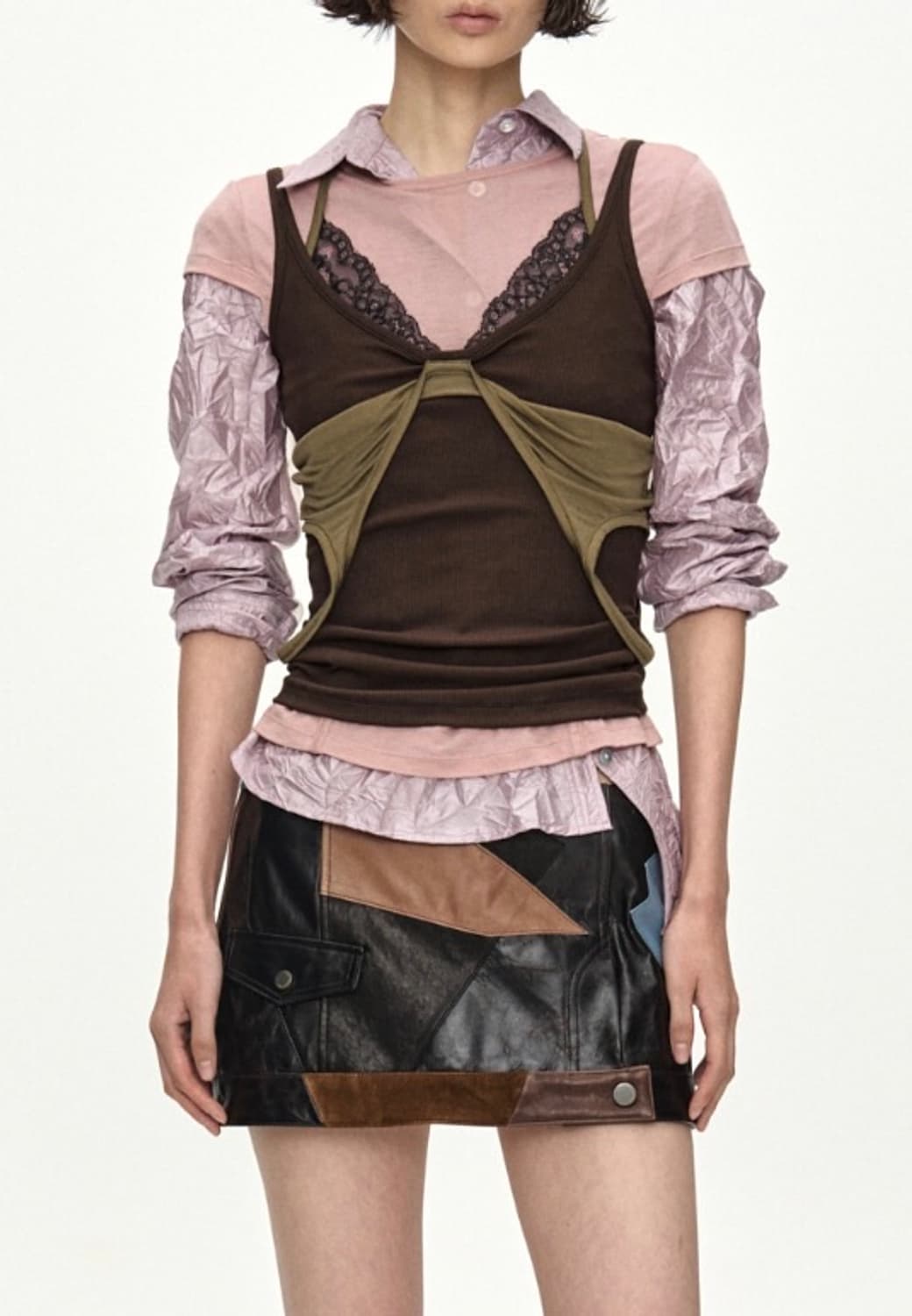 CRINKLED TWIST-TUCK SHIRT atb1495w(PINK) 상품이미지3