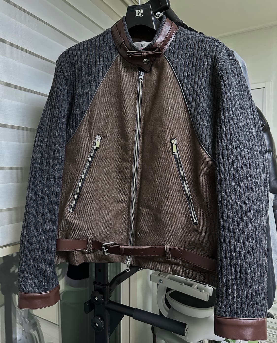 Rssc 니트 & 데님 벨티드 바이커 자켓 2사이즈 상품이미지2