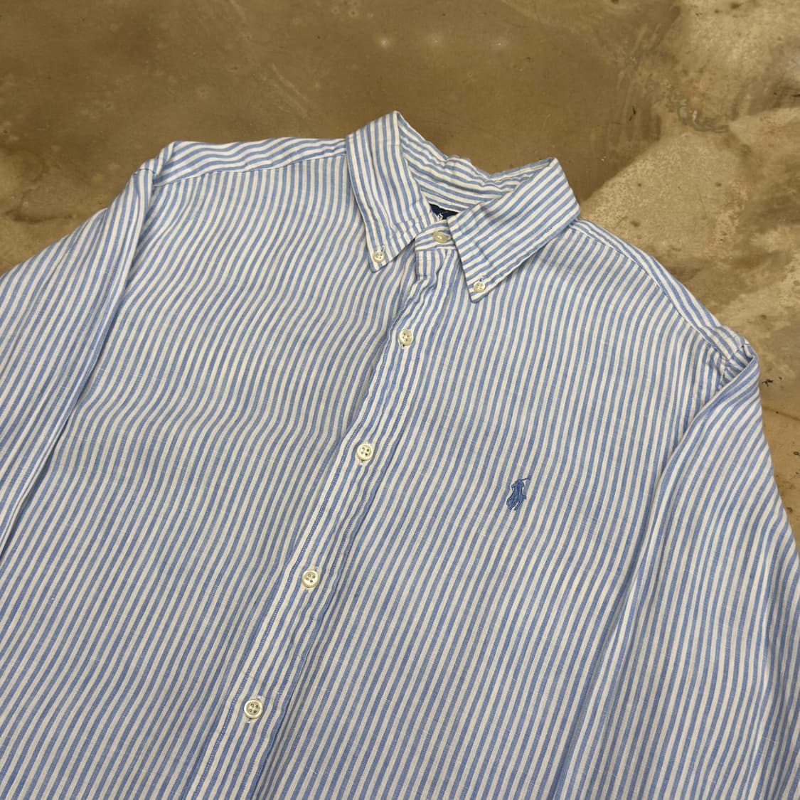 M 폴로랄프로렌 스카이블루 스트라이프 린넨 셔츠 상품이미지1