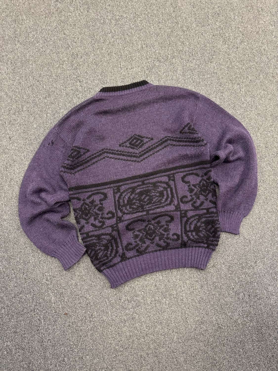 OS)Japanese vintage 패턴 퍼플 니트 (핀홀) 상품이미지5