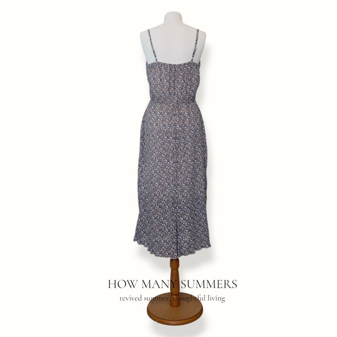 폴리 잔꽃 롱 원피스 M 브라운 패턴 나시 뷔스티에 밴딩 상품이미지3