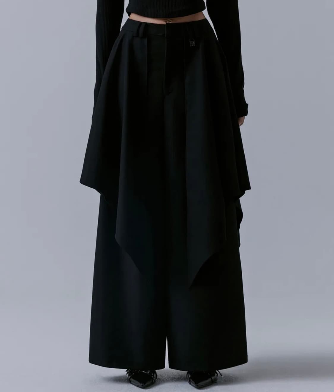 트리밍버드 Layered Drape Wrap Trouser [ Black 상품이미지1