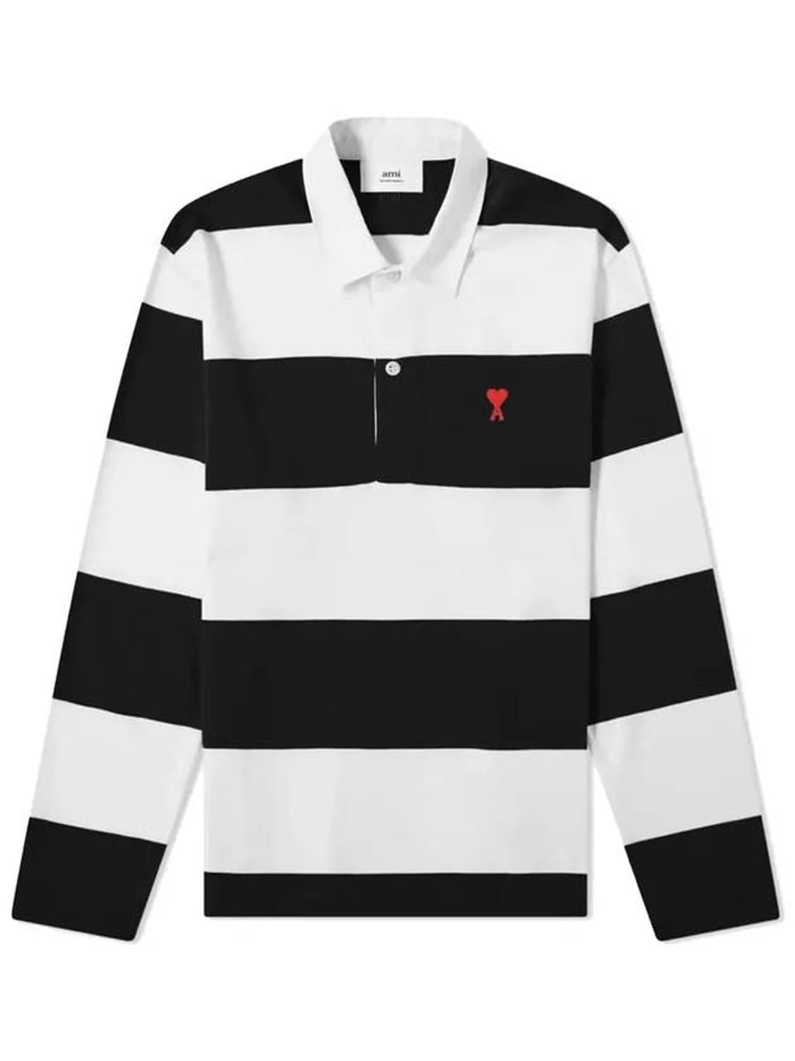 아미 남녀공용 블랙 화이트 하트 로고 폴로셔츠 70% 상품이미지4