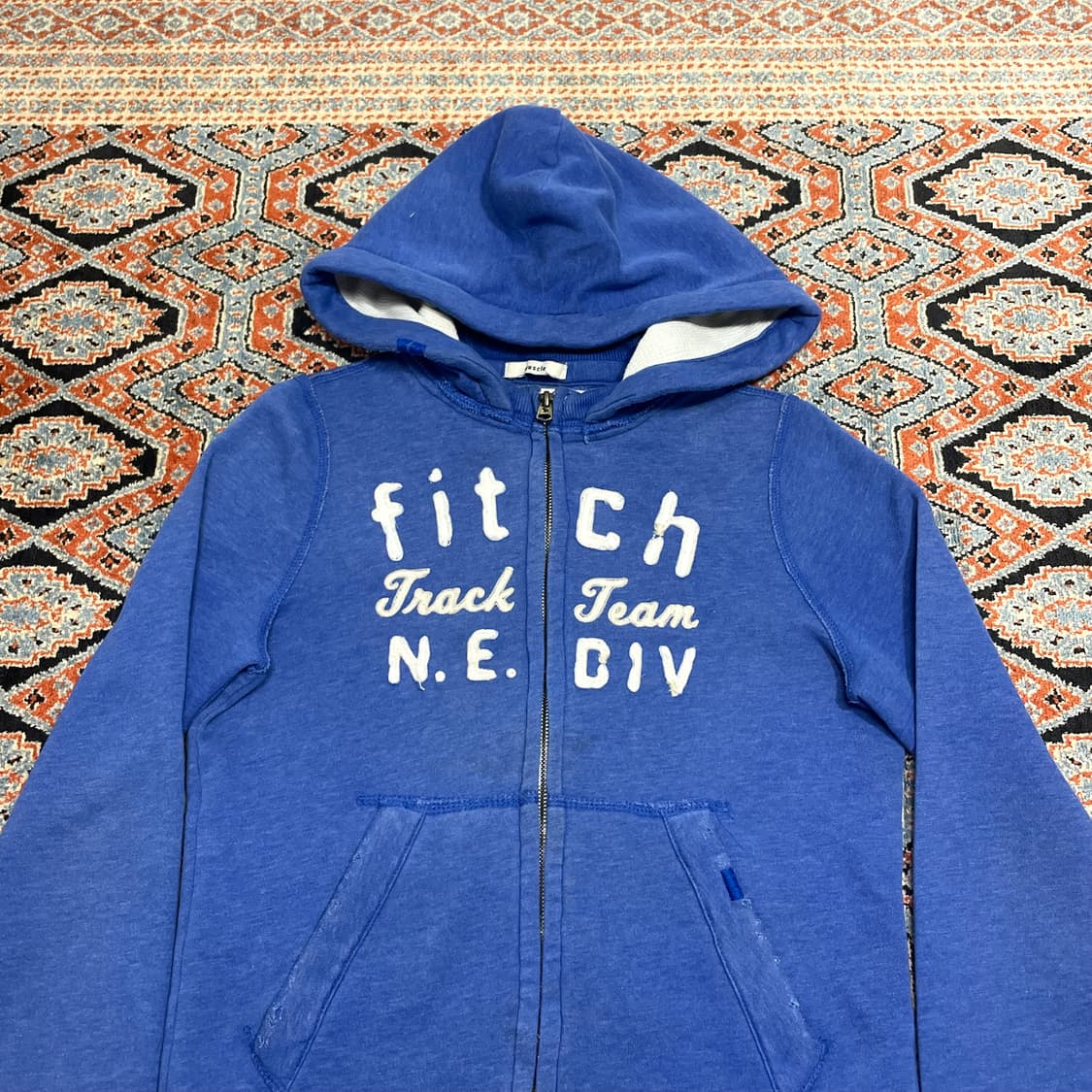 아베크롬비 피치 스펠로고 블루 기모 후드집업 여성S   상품이미지2