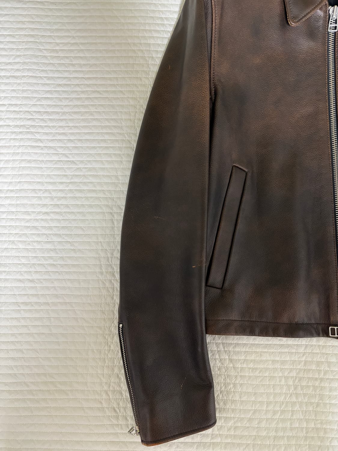 토니웩 레더 빈티지 트리트먼트 크롭 자켓 다크 브라운 L 상품이미지7