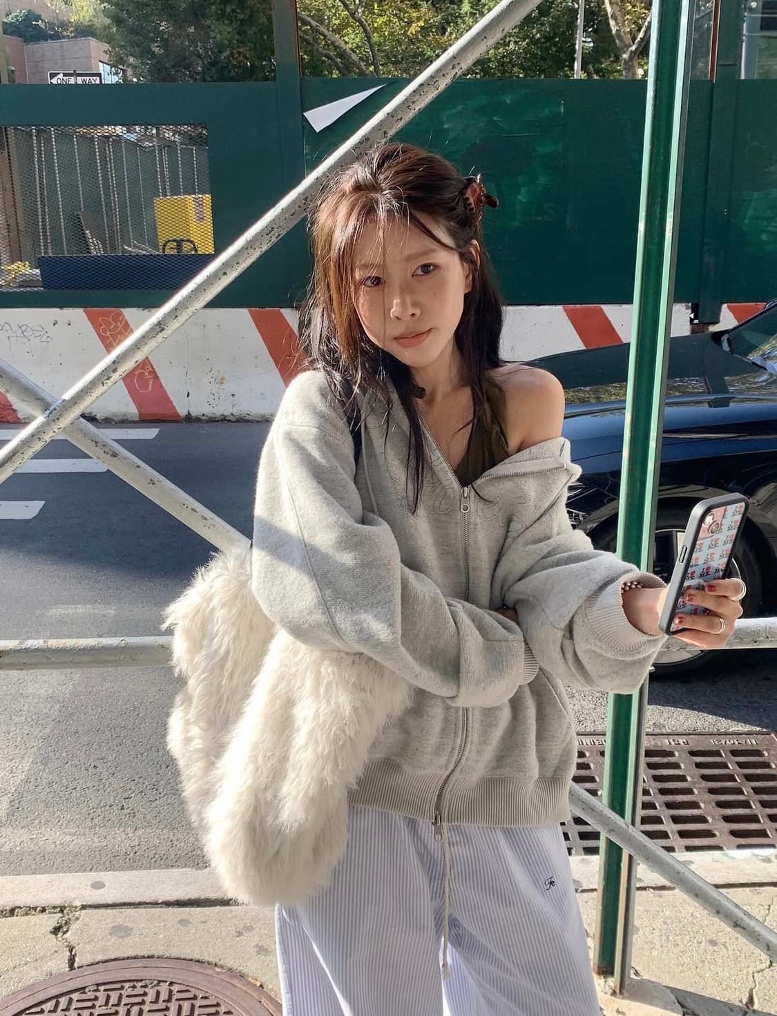 (택달린새상품) foeto 포에토 윈터링 울 후드집업 그레이 상품이미지7