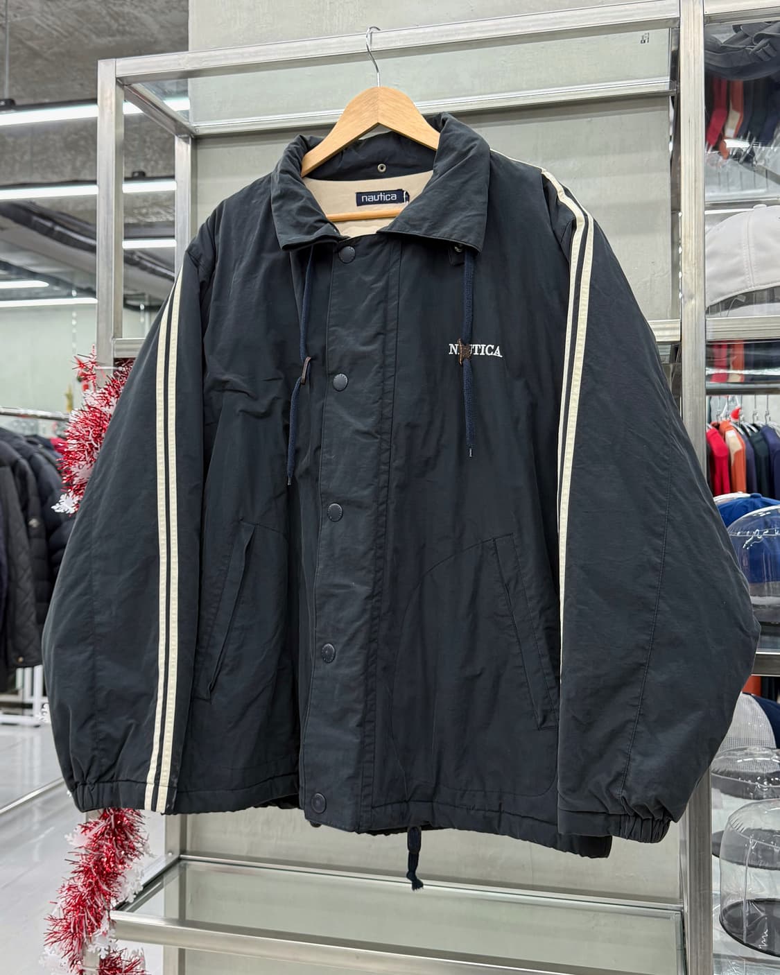 노티카 00s 코튼쉘 봄버 코치 자켓 네이비 상품이미지2