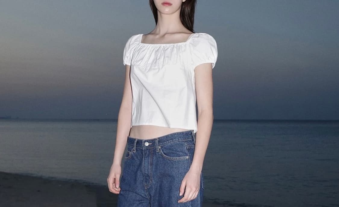 SHIRRING COTTON TOP_OFF WHITE 상품이미지1