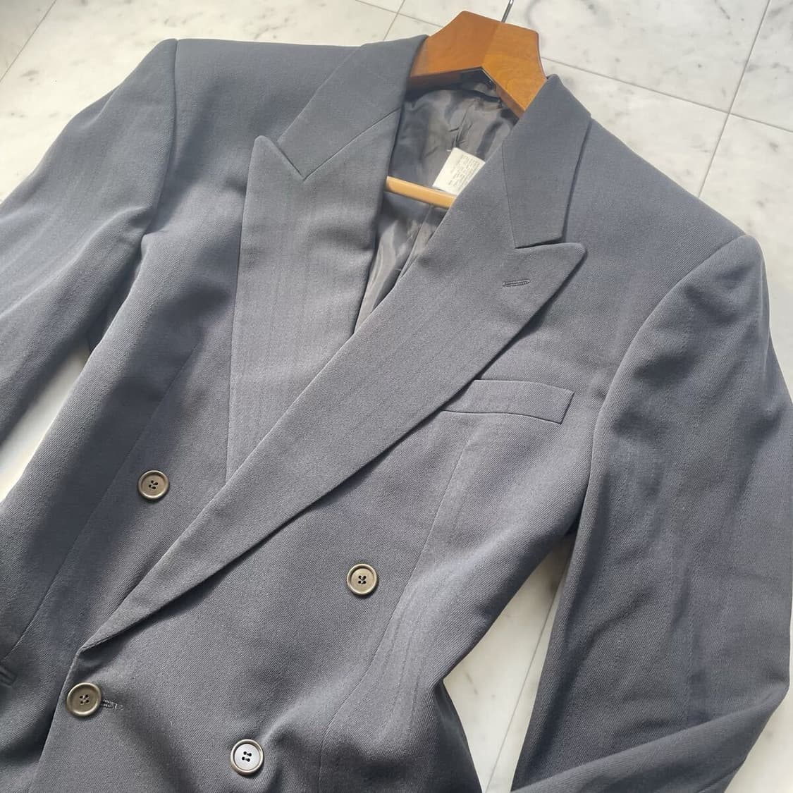 조르지오 아르마니 블랙라벨 차콜그레이 셋업 수트 더블수트 드라이완 50사 상품이미지3