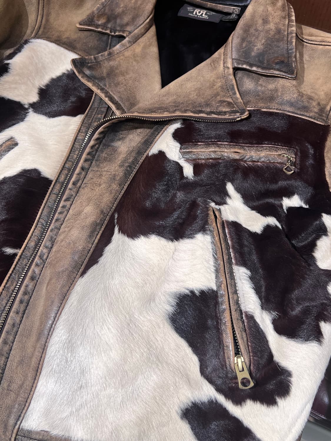 RRL 카우하이드 송치 모터사이클 레더재킷 M 상품이미지4