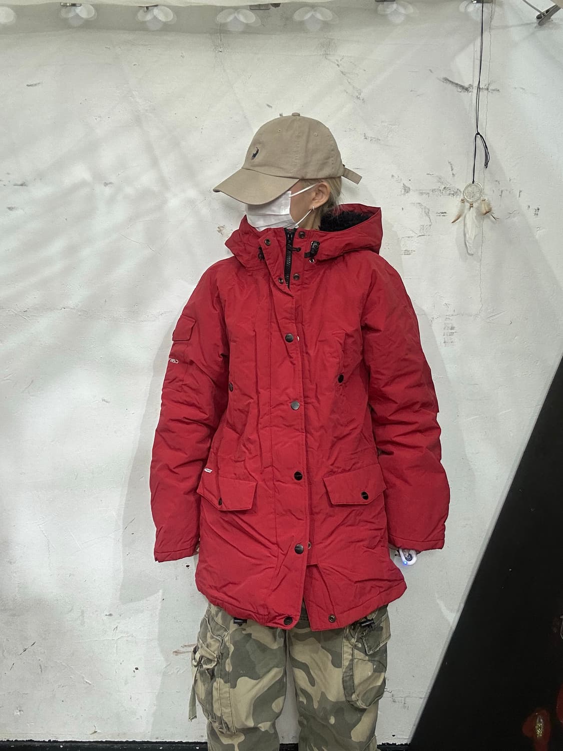 칼하트 레드 후드 패딩 파카 야상 점퍼 S 상품이미지2