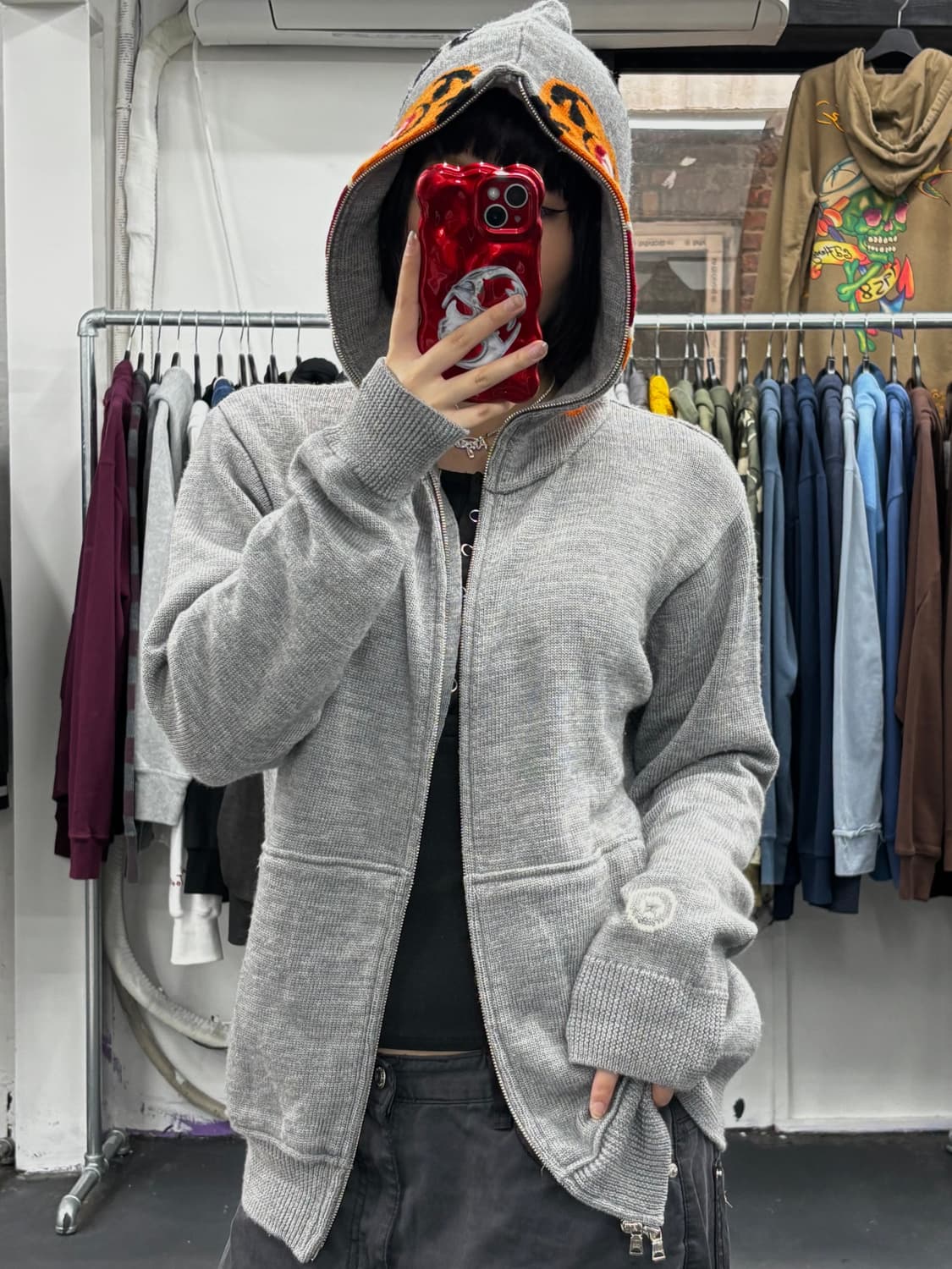 베이프 타이거 샤크 니트 후드집업 상품이미지3