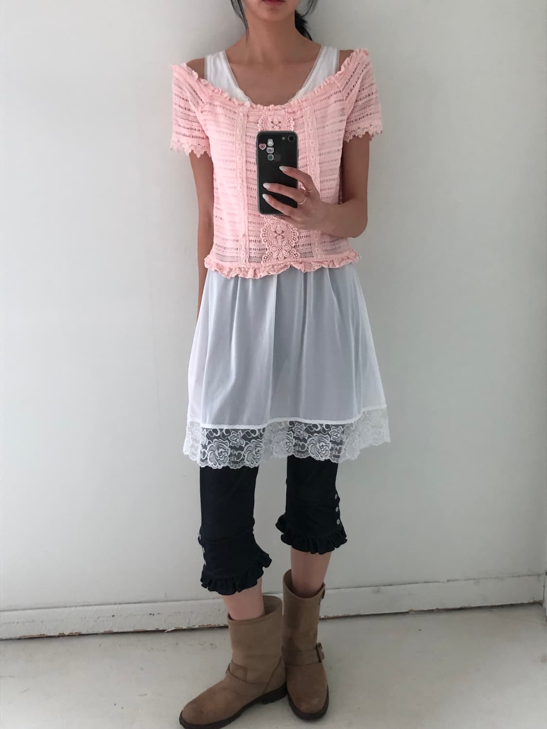 일본빈티지 리즈리사 프릴 레이스 반팔 상품이미지1
