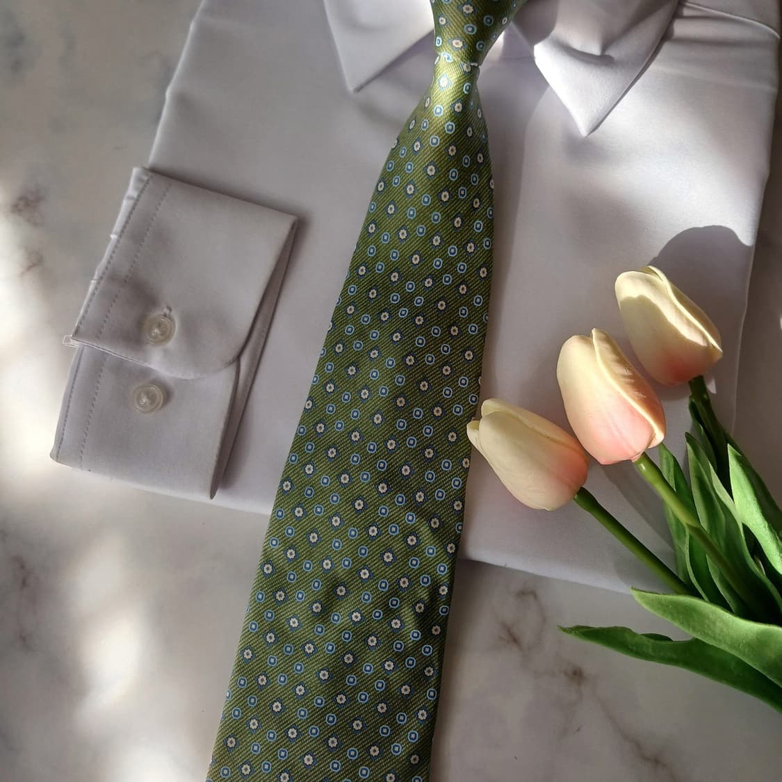 세루티 실크 그린 지오메트릭 패턴 넥타이 9.1cm A+등급 A19195 상품이미지5