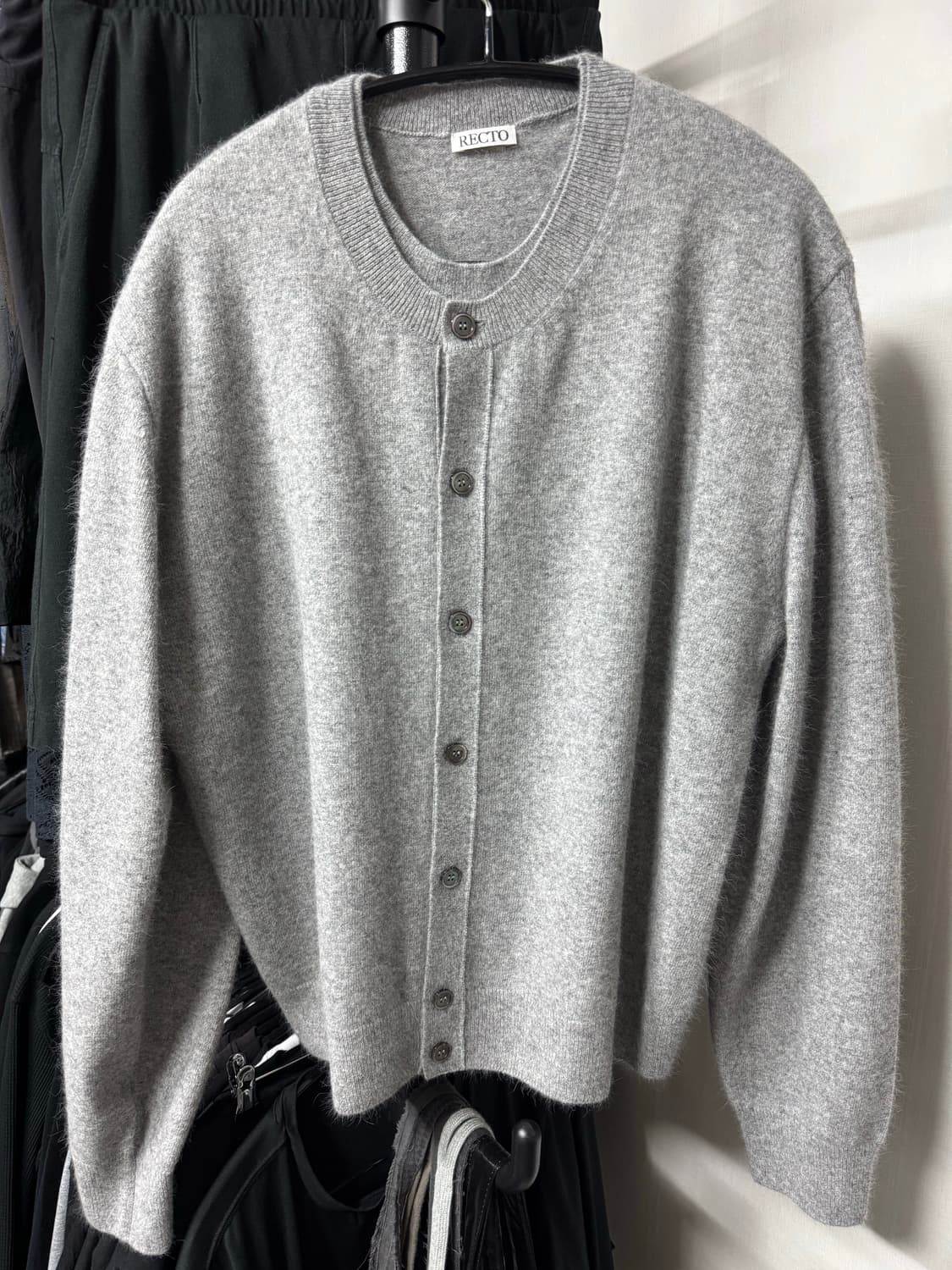 25FW 렉토 크루넥 레이어드 니트 가디건 멜란지 그레이 상품이미지1
