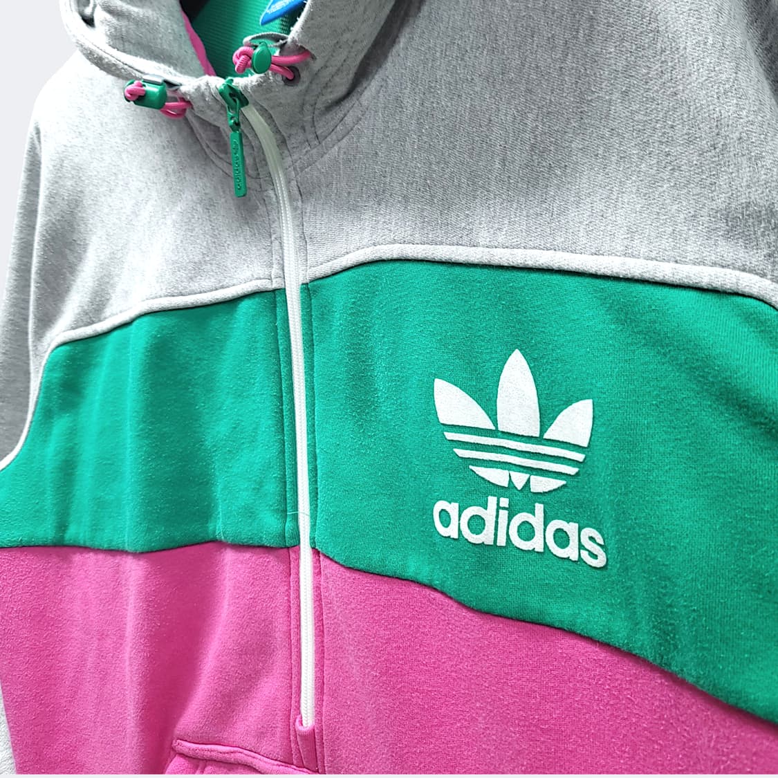 [2XL~3XL] 아디다스 트레포일 컬러 블록 하프 집업 후드 티셔츠 상품이미지5