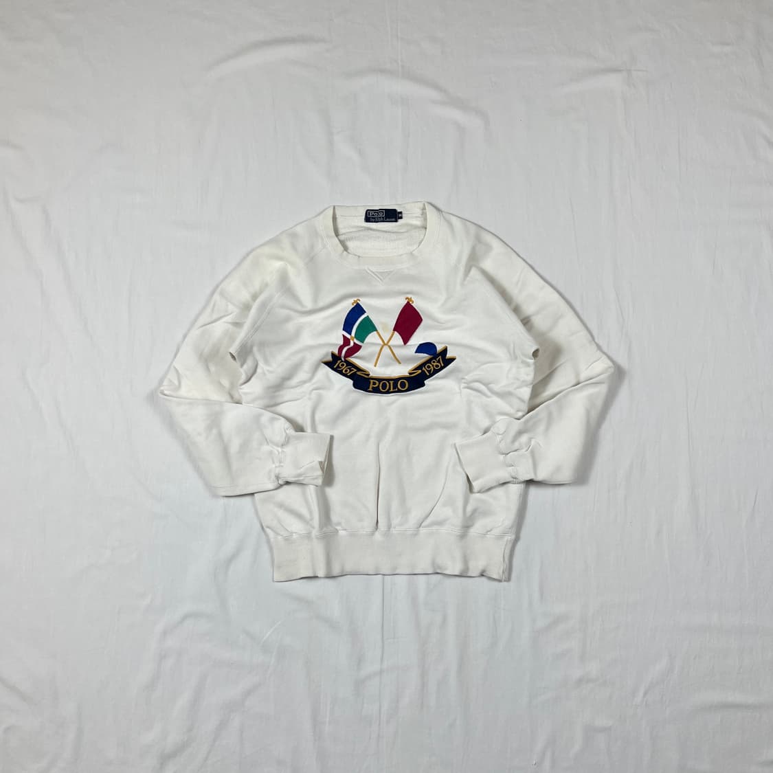 80‘s 88년도 폴로랄프로렌 크로스플래그 빅로고 맨투맨 상품이미지1