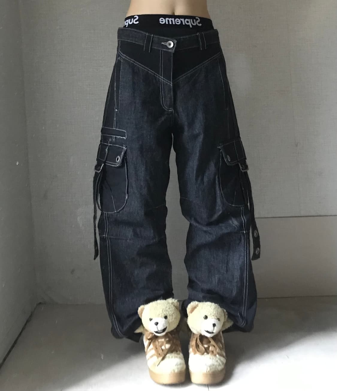 빈티지 스트랩디테일 데님 카고팬츠 상품이미지1