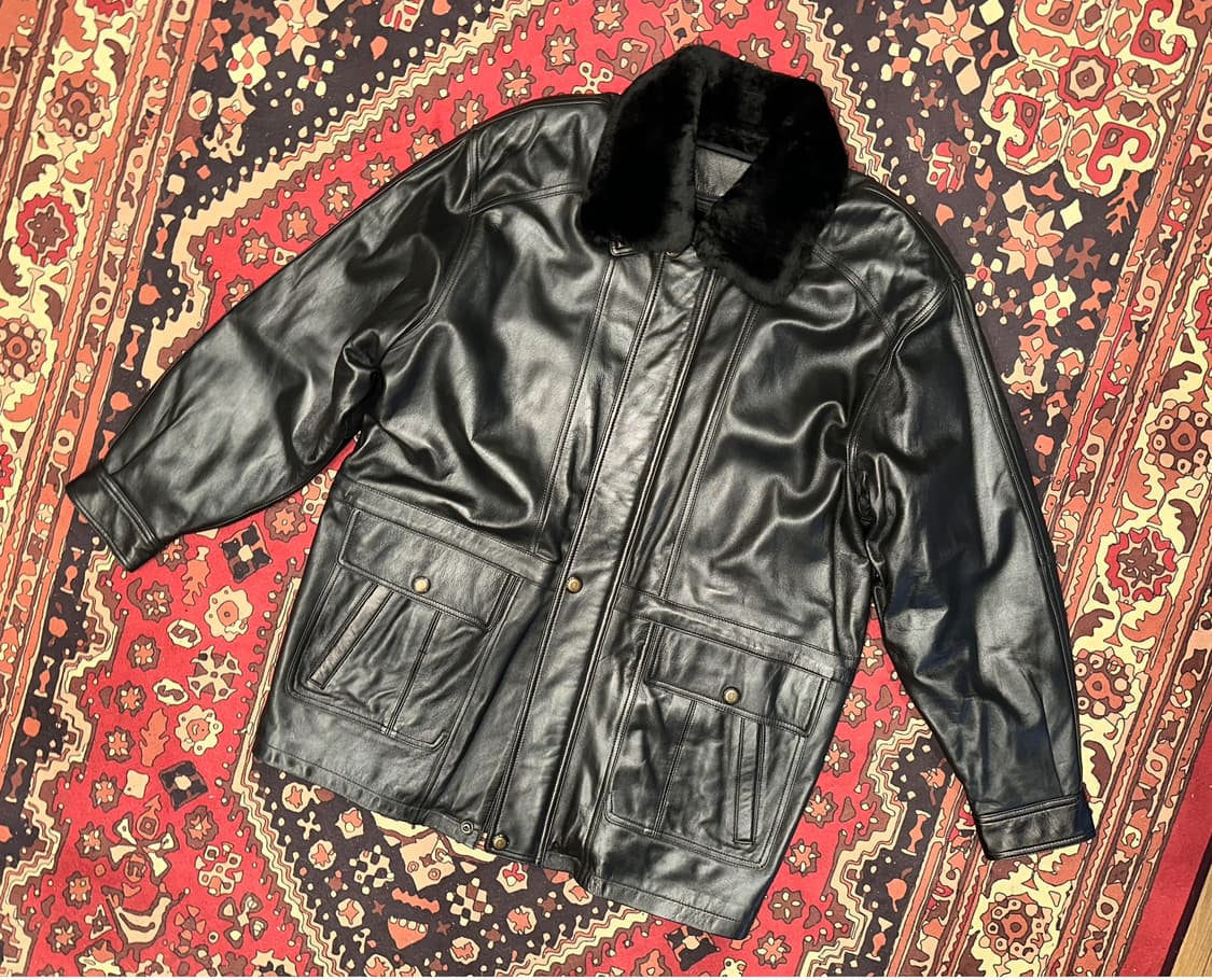 ( 2XL ) 가죽자켓 가죽코트 가죽카코트 빅사이즈가죽 오버핏가죽 상품이미지4