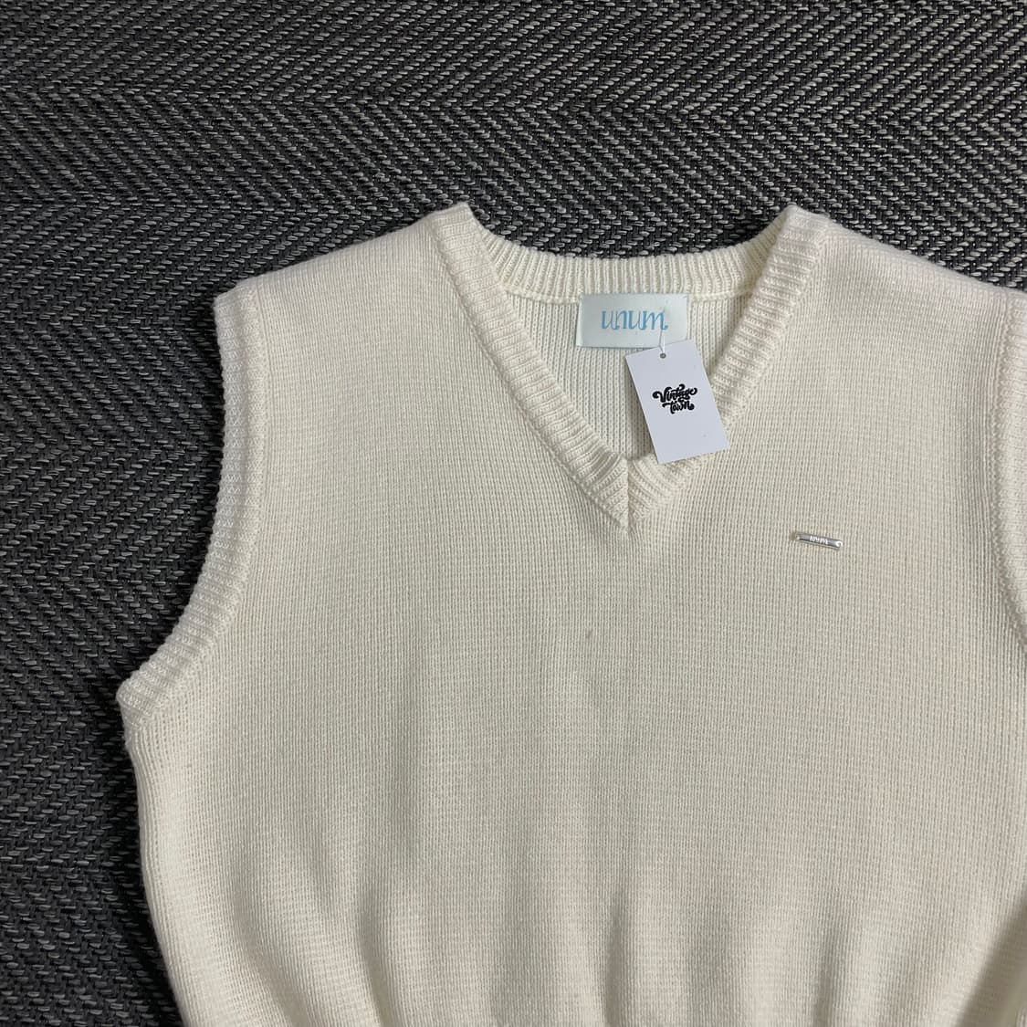 빈티지 우먼스 와플 크롭 니트 베스트o 3326 상품이미지2