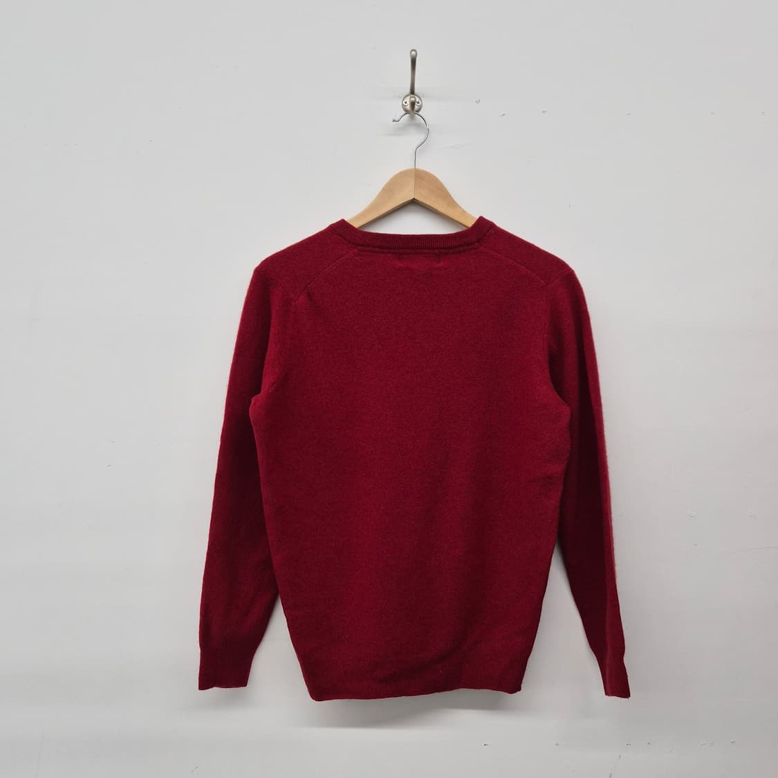 바버 V넥 니트 스웨터 버건디 남녀공용 L 상품이미지7