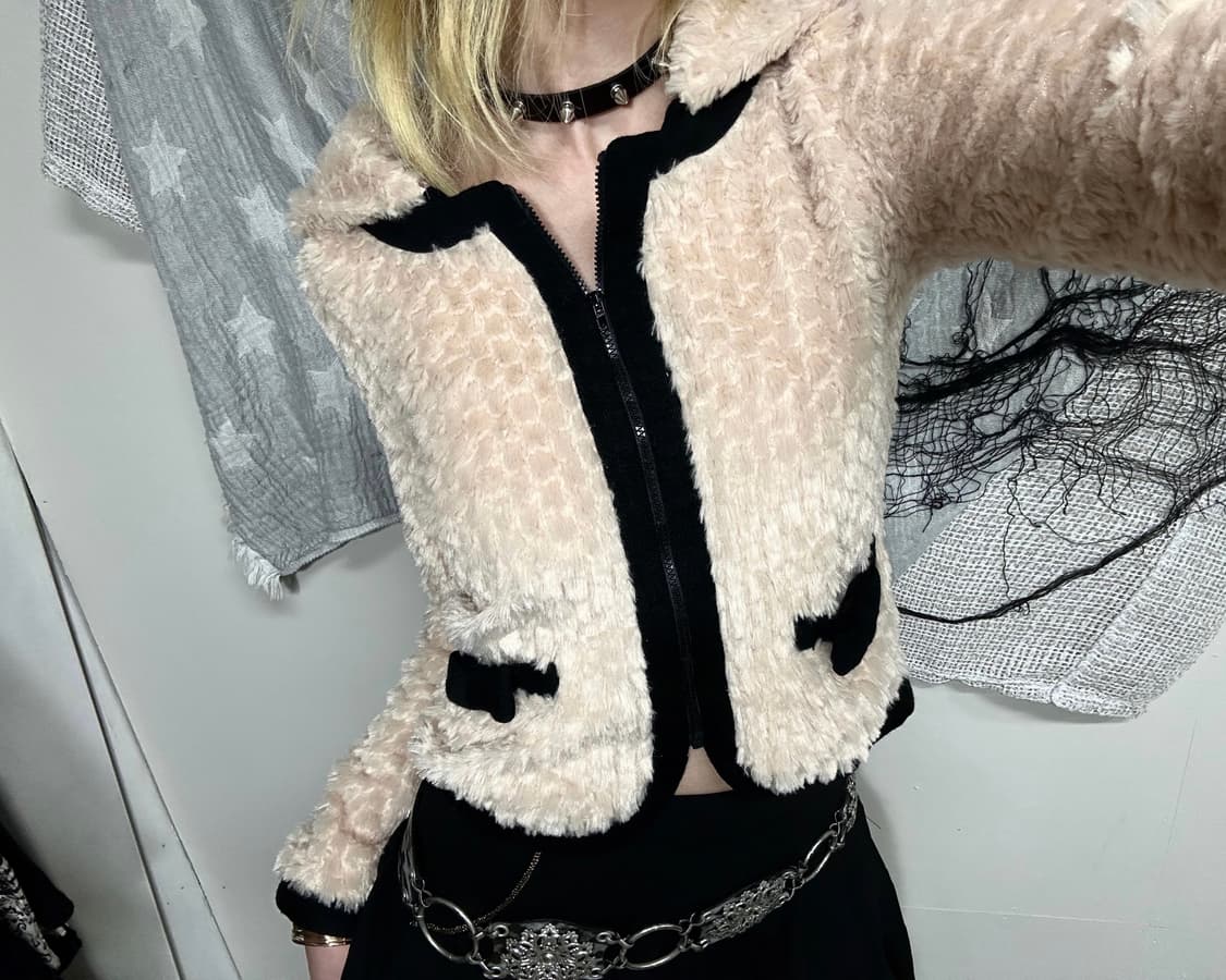 Anna Sui dolly girl fur zip hooded jacke 상품이미지3