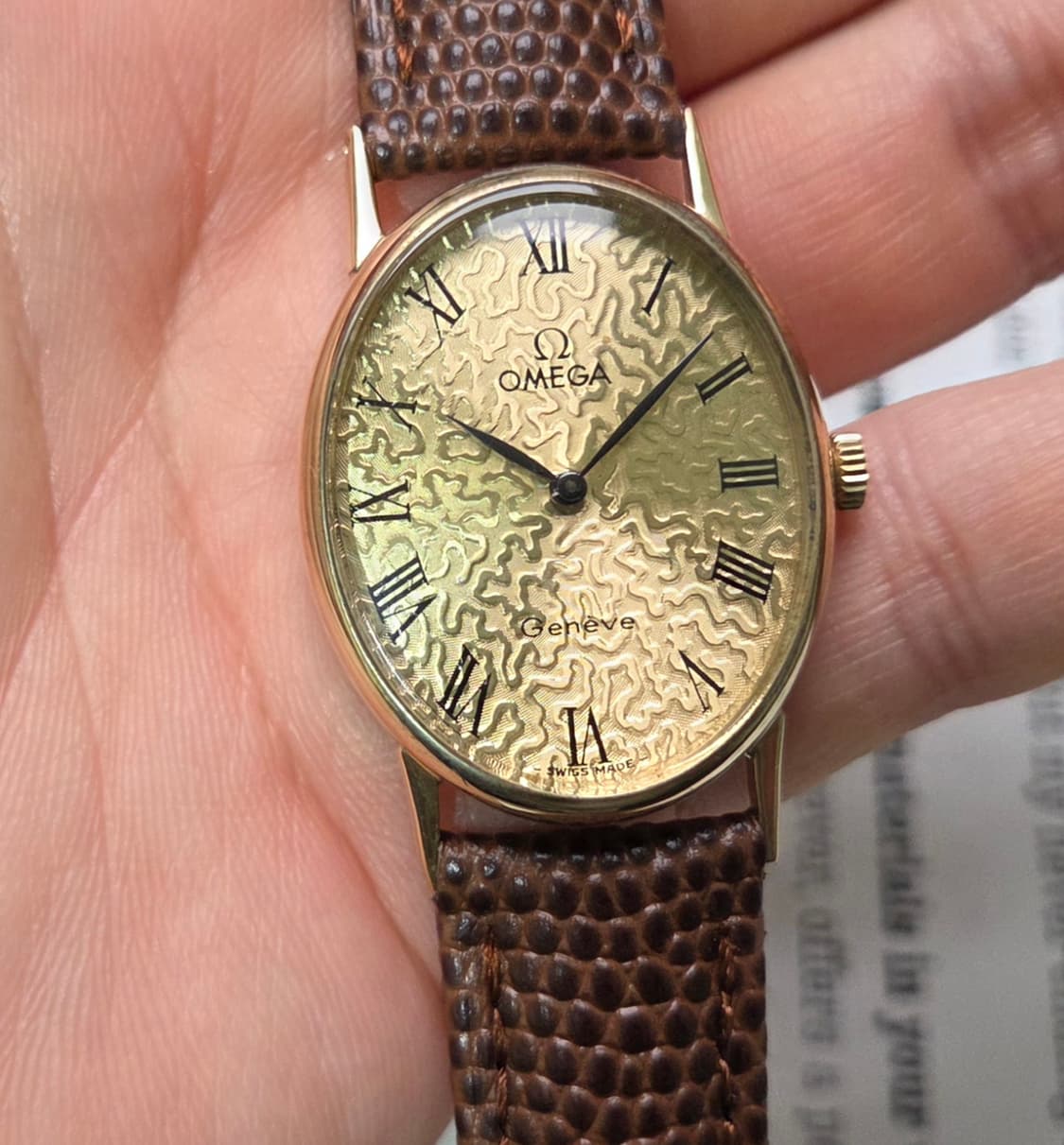 레어] 빈티지 오메가 제네브 엘립스 지진판(플라워판) 금장 수동 메커니컬 상품이미지5