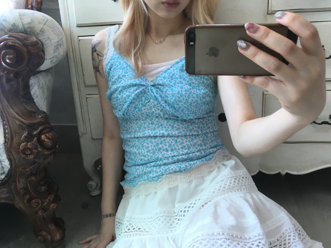 일본빈티지 페어리 하늘 레이스 나시 상품이미지2