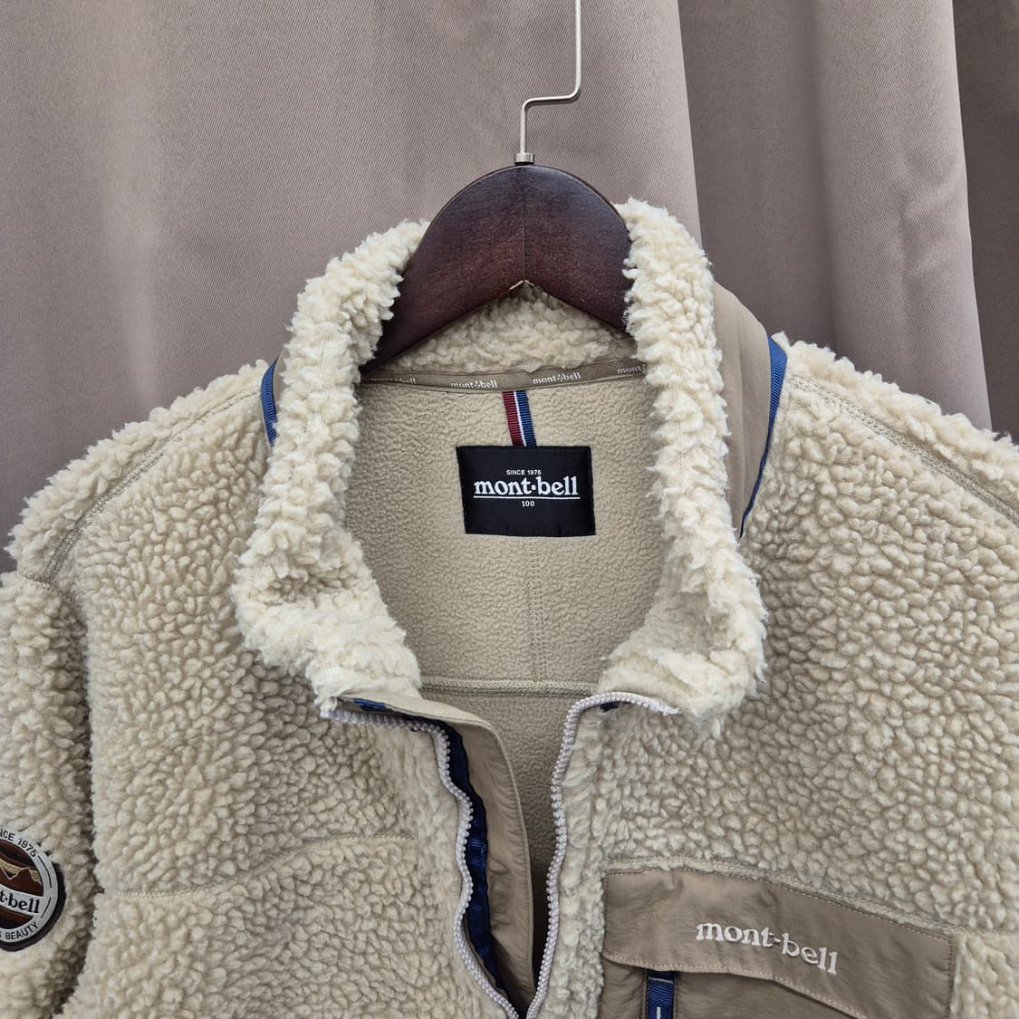 몽벨 베이지색 뽀글이 플리스 자켓 100 상품이미지2