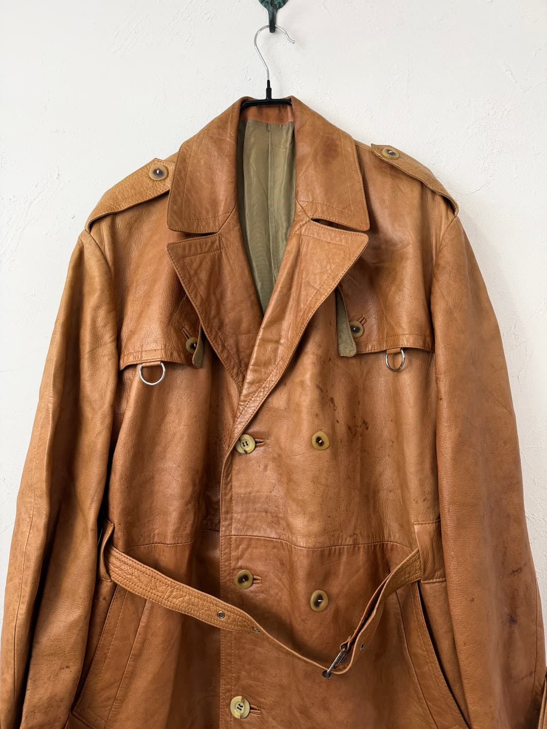 70s 빈티지 레더 트렌치 코트 상품이미지2