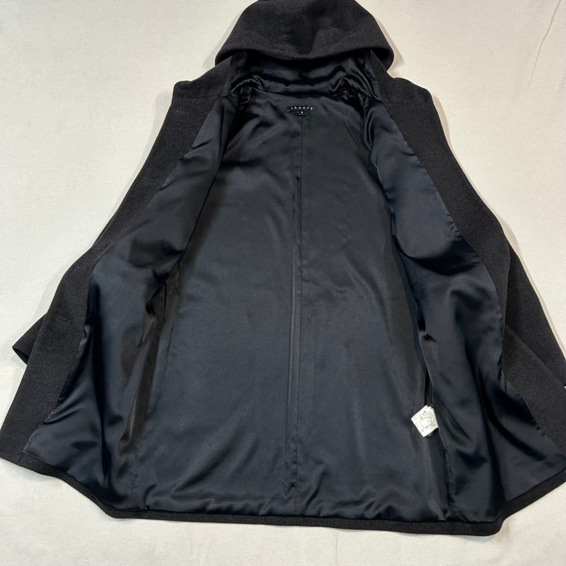 S) 띠어리 하이넥 후드 코트 블랙 울 캐시미어 앙고라 상품이미지5